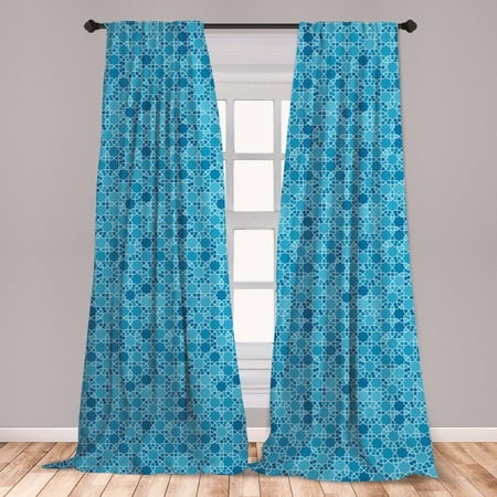 Curtain Color For Sky Blue Wall Orient Curtains 2 Panels Set, Symmetric Motif Oriental Pattern in Blue Color Palette, Window Drapes for Living Room Bedroom, Deep Sky Blue Sea Blue, by Ambesonne ()