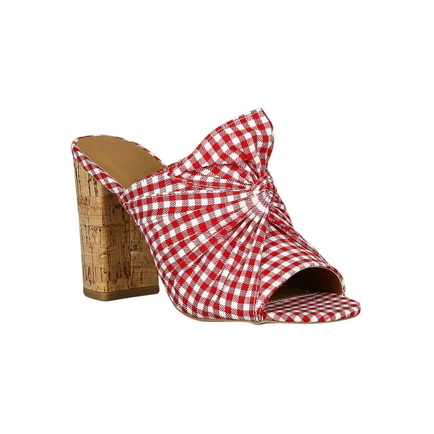 Qupid Women Knotted Open Toe Chunky Cork Heel Mule 18412 Walmart