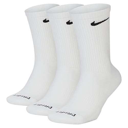 Nike Mens 3PK Everyday Plus Cushion Crew 3 Pack Socks White XL SX6888 ...