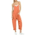 thumbnail image 1 of TrendOFT Jumpsuits For Women Casual Summer Solid Loose Pocket Spaghetti Strap Wide Leg Womens Overalls Rompers Orange L, 1 of 5
