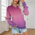 thumbnail image 2 of Olyvenn Women's V Neck Sweatshirts Tie Dye Gradient Long Sleeve Shirts Casual Fleece Pullover Fall Fashion Tops with Pocket Hot Pink XXL, 2 of 5