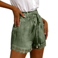 thumbnail image 6 of Miluxas Women's High Waisted Lace Trim Shorts Solid Casual Summer Comfy Short Pants for Beach & Vacation Green, 6 of 7