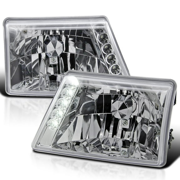 Spec-D Tuning Led Headlights Chrome Compatible with 1998-2000 Ford RangerL R Pair Head Light Lamp Assembly
