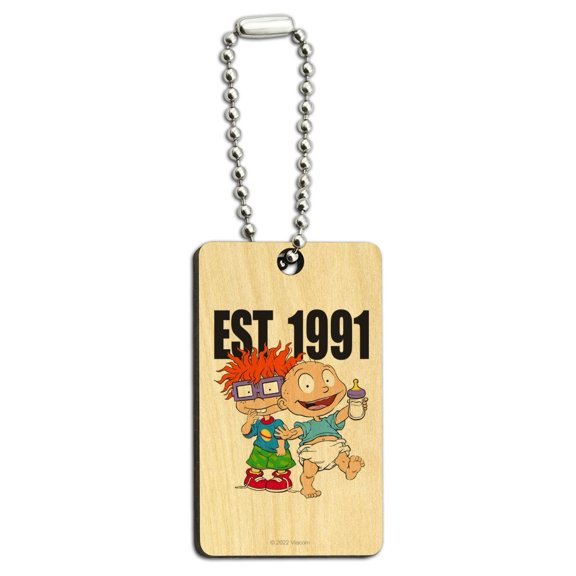 Rugrats Est 1991 Wood Wooden Rectangle Keychain Key Ring