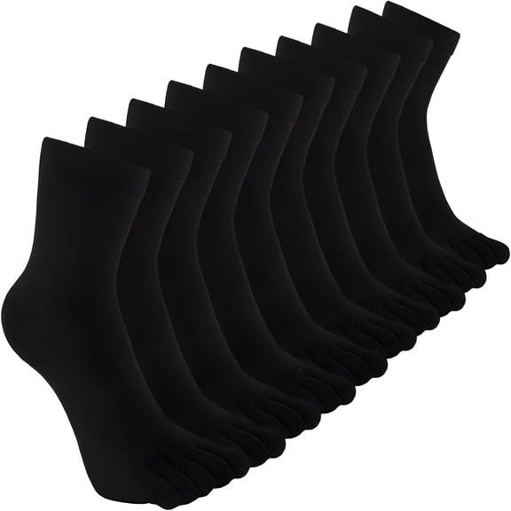 OQRKI Mens Toe Socks Cotton Athletic Running Five Finger Crew Socks