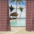 thumbnail image 2 of Jordan Manufacturing 54" x 84" Cayo Pompeii Red Lattice Grommet Semi-sheer Outdoor Curtain Panel (2 Pack), 2 of 8
