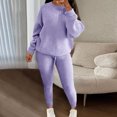 thumbnail image 2 of Kaemgyyd Women 2 Piece Lounge Sets Fall Outfits Plus Size Sweatsuits Loose Crew Neck Sweater Pullover Drawstring Leggings Knitwear Set, 2 of 6