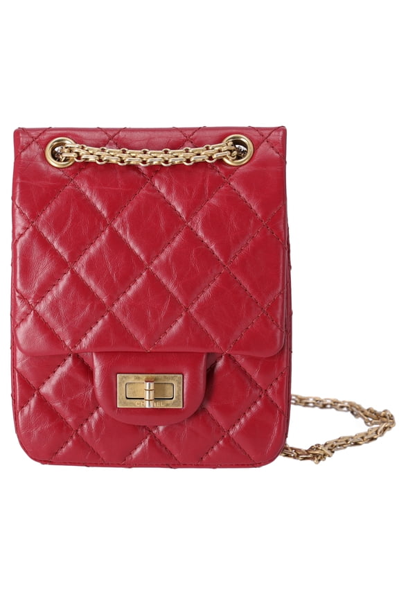 Pre-Owned CHANEL Matelasse 2.55 Reissue Shoulder Bag Red Calfskin Leather
