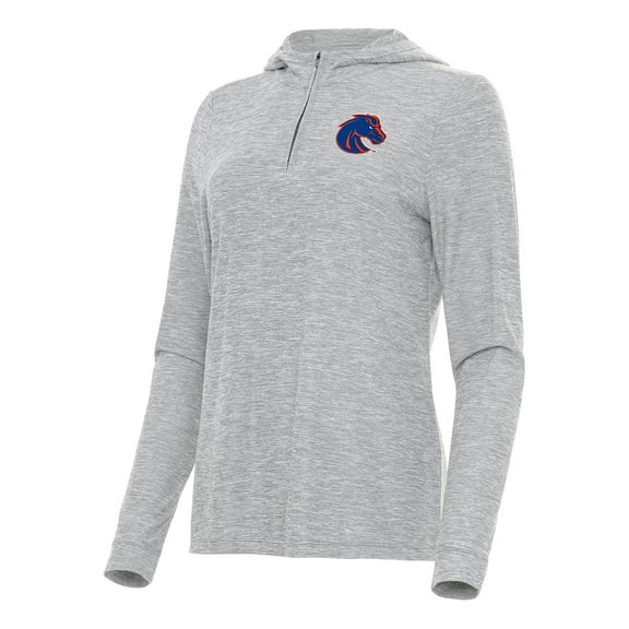 Women's Antigua  Heather Gray Boise State Broncos Daybreak Quarter-Zip Hoodie