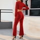 thumbnail image 5 of Pantalones Conjunto de 2 piezas para mujer, camisa con purpurina ostentosa, pantalones, ropa de fiesta para discoteca (rojo XXL) Ygjytge Rojo T XXL para Mujer, 5 of 6