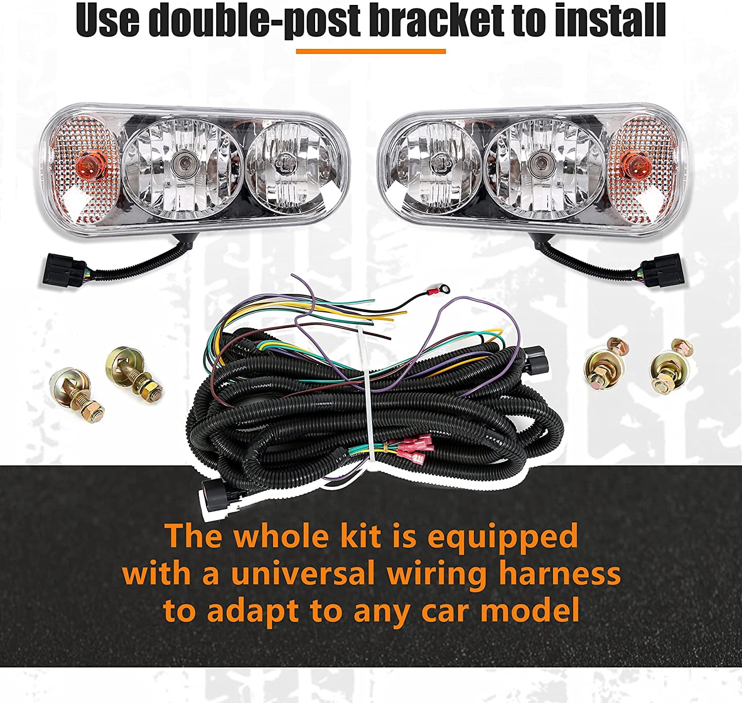 Kojem Universal Halogen Snow Plow Headlight Lamps Kit for Boss Western Meyer Blizzard Curtis, Enhanced Visibility, Long Lasting Light, Super Brightness Output