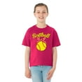 thumbnail image 2 of Wild Bobby, Cute Ribbon Bow Softball Gift Sports Girls Graphic Youth T-Shirt, Fuschia, Large, 2 of 3