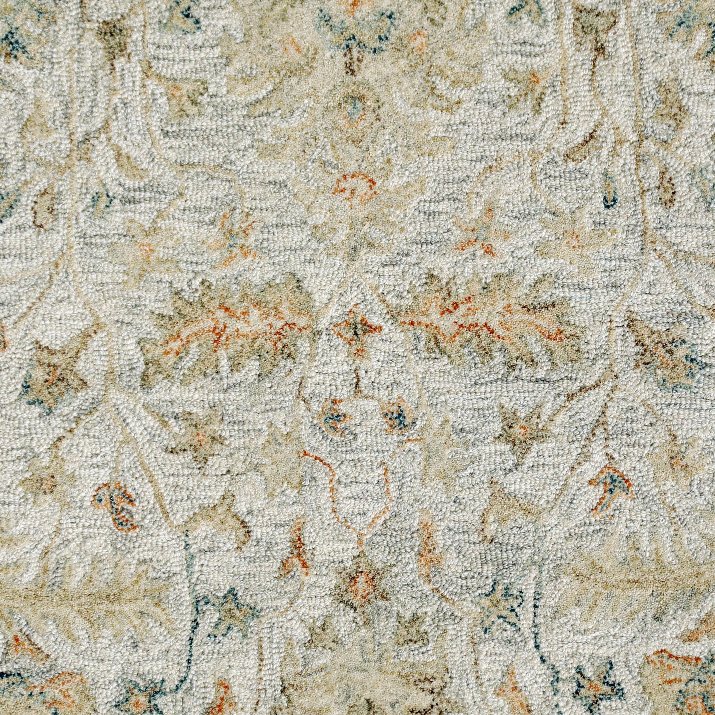 Laddha Home Designs 2' x 3' Hand Tufted Abstract Floral Wool Area Throw Rug - Silver and Brown