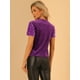 thumbnail image 4 of Blusa de fiesta de manga corta con cuello redondo y lentejuelas de terciopelo para mujer Morado Claro M, 4 of 6