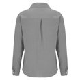 thumbnail image 6 of Women's Cotton Linen Down Shirt 2025 Spring Casual Long Sleeve Solid Color Shirts, Loose Fit Work Tops with Pockets for Daily Wear, Office Use, and Casual Outfits Grey S, 6 of 6