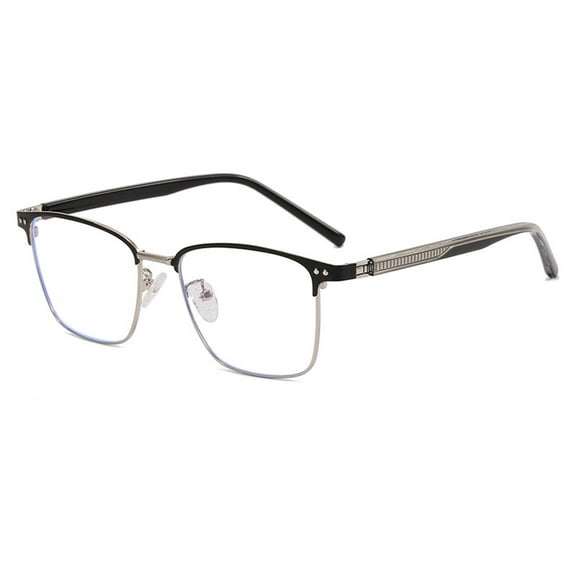 Retro fashion business rice nail square large frame anti-blue glasses made of AC and alloy - silver