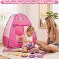 thumbnail image 2 of Kids Camping Set with Tent, 42PCS Pop Up Tent, Indoor Outdoor Pretend Play with Tea Party Set for Little Girls, Princess Toys for Toddler Girls, Gift Idea for Girls Age 3 4 5 6 Year Old, 2 of 11