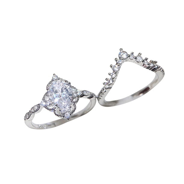 2pcs Gota de Encaje Conjunto Anillo Anillo Corazón Femenino Moda Personalidad Anillo Señoras Anillo Sets
