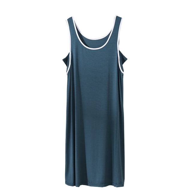 Timegard Vêtements de Nuit pour Femmes Col Rond Régulier Sans Manches Chemises de Nuit Dos Nu Décontracté Confortable Robe de Maison