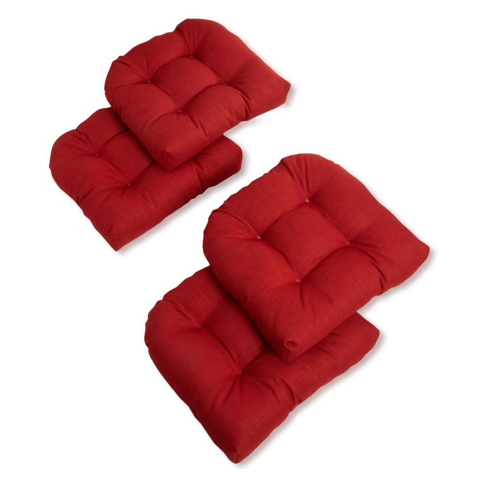 Blazing Needles Reo Solid U-Shaped Outdoor Chair Cushion - Set of 4