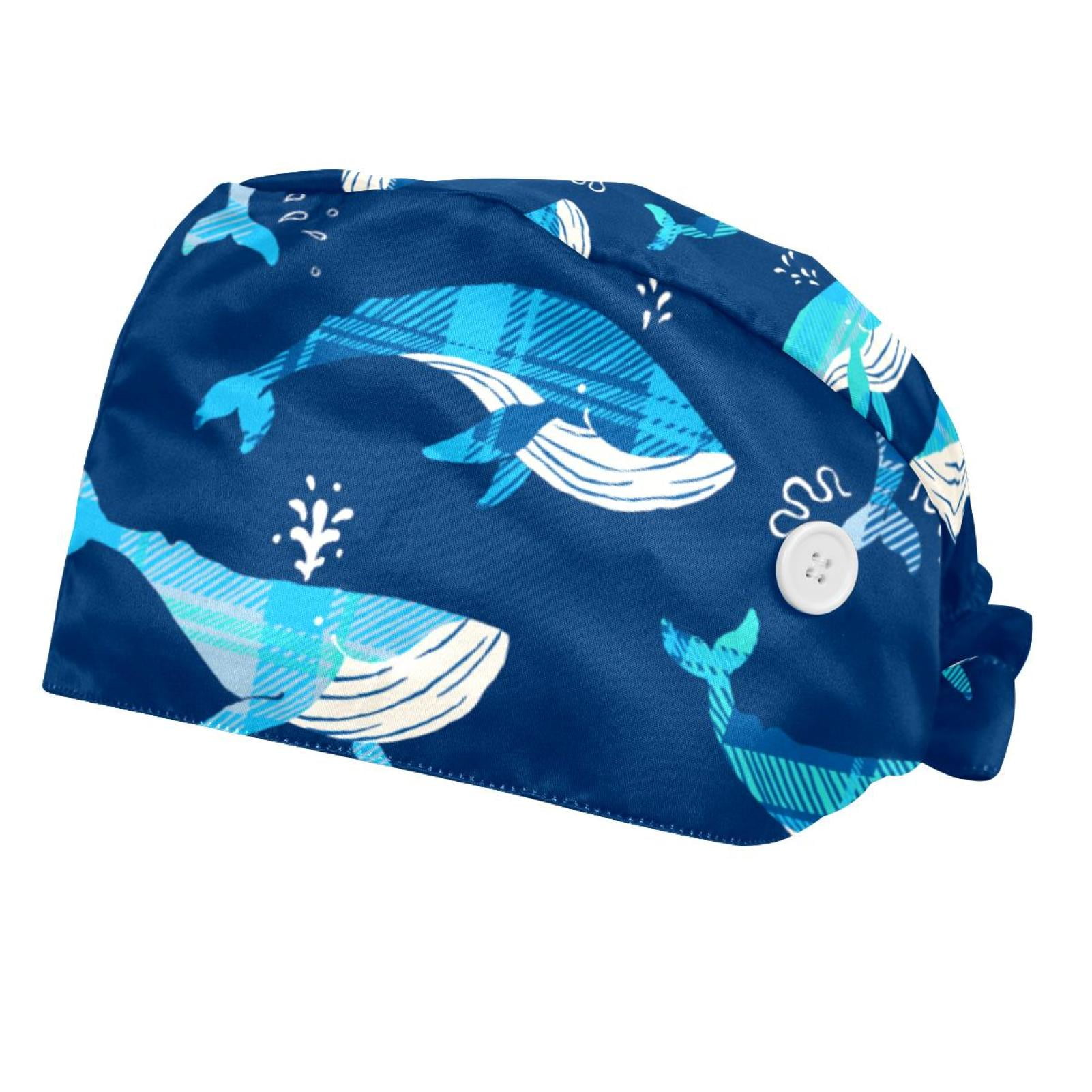 Adjustable Tie-Back Bouffant Hat With Sweatband – Multi-Color Print For Work