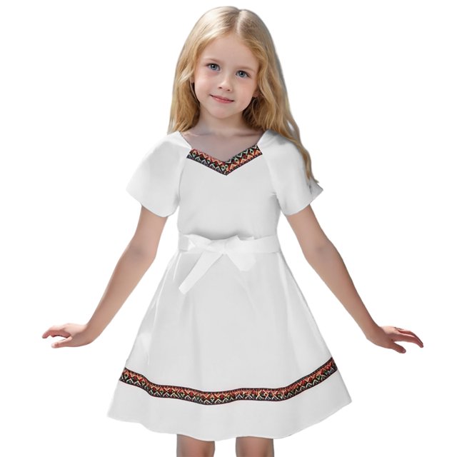 Toimothcn Robe pour Filles Tout-Petits Manches Courtes Décontractée Couleur Unie Robe Princesse Douce Coupe Ample Robes Princesse Adaptées pour les Vacances d'Été
