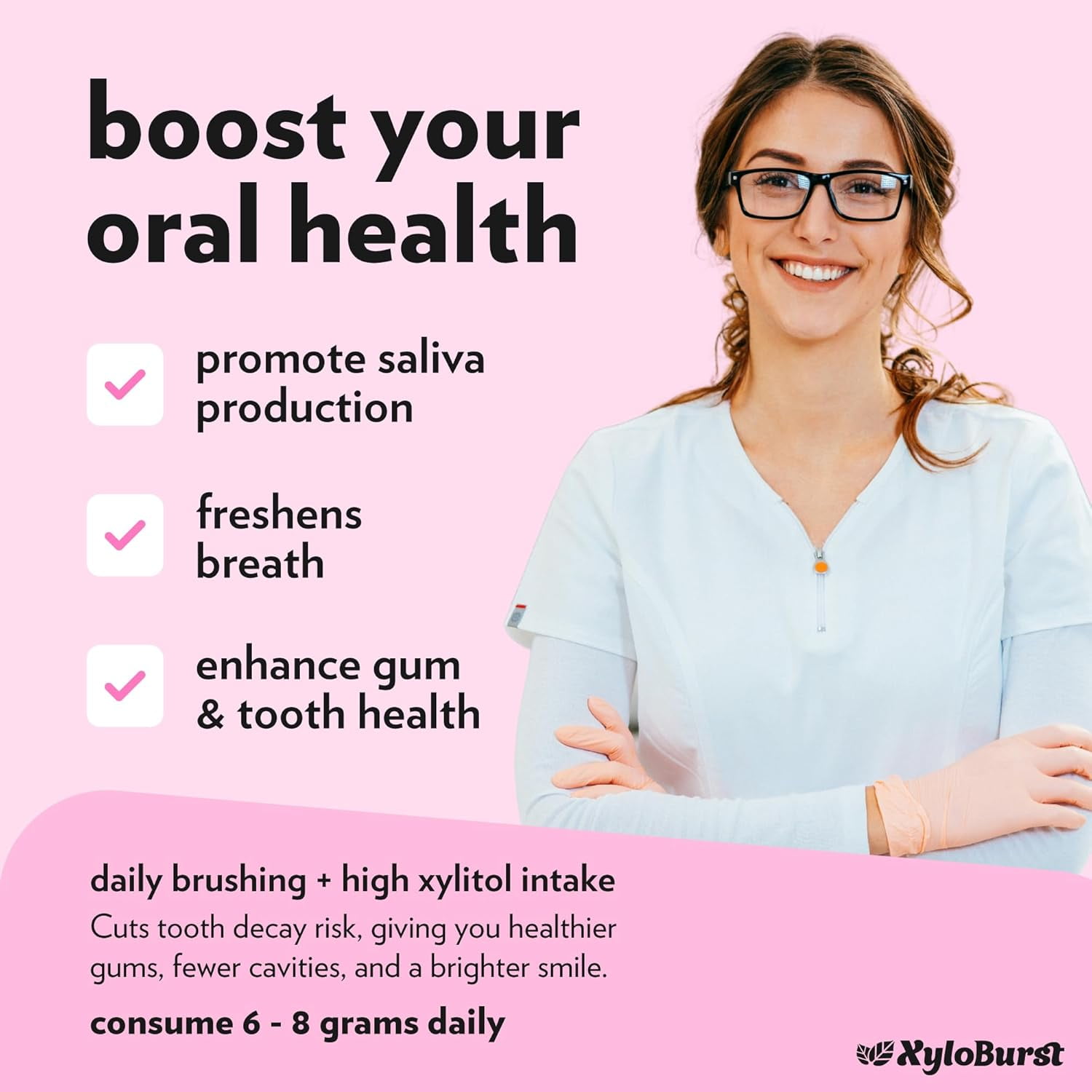 XyloBurst Gum | Xylitol Chewing Gum | Sugar Free, Gluten Free, Keto Friendly | Aspartame Free Gum For Oral Health | Bubble Gum | 500-Count Bag