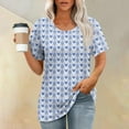 thumbnail image 1 of Puntoco Liquidación de blusas cortas para mujer Blusas estampadas de moda para mujer Camiseta de manga corta Cuello redondo, 1 of 5
