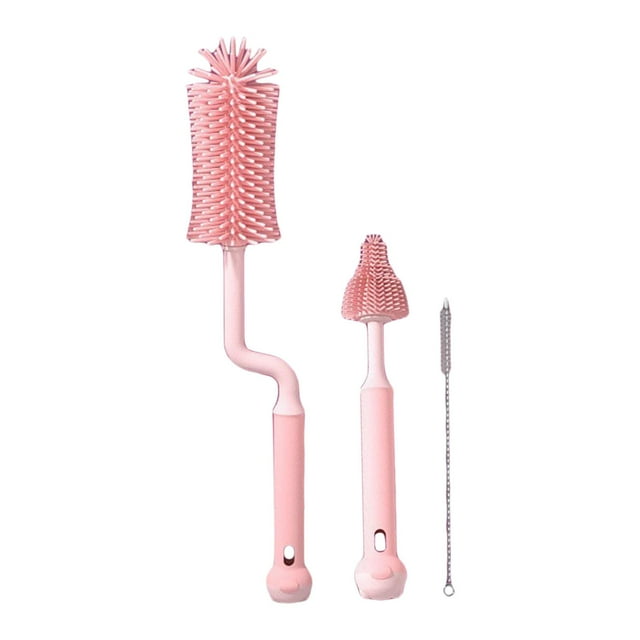 3 piezas cepillo de silicona reutilizable CUTICAT para botellas cepillo limpiador de tazas Fácil secado giratorio portátil con orificio para colgar
