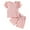 Pink, variant on GYRATEDREAM Toddler Baby Girl Summer Clothes Set Ruffle Knit Ribbed Short Sleeves T-Shirts Tops Shorts 2Pcs Infant Short Set