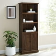 thumbnail image 2 of Classic Beveled Door Hutch Bookcase with 2-Fixed Shelves in Dark Walnut, 2 of 8