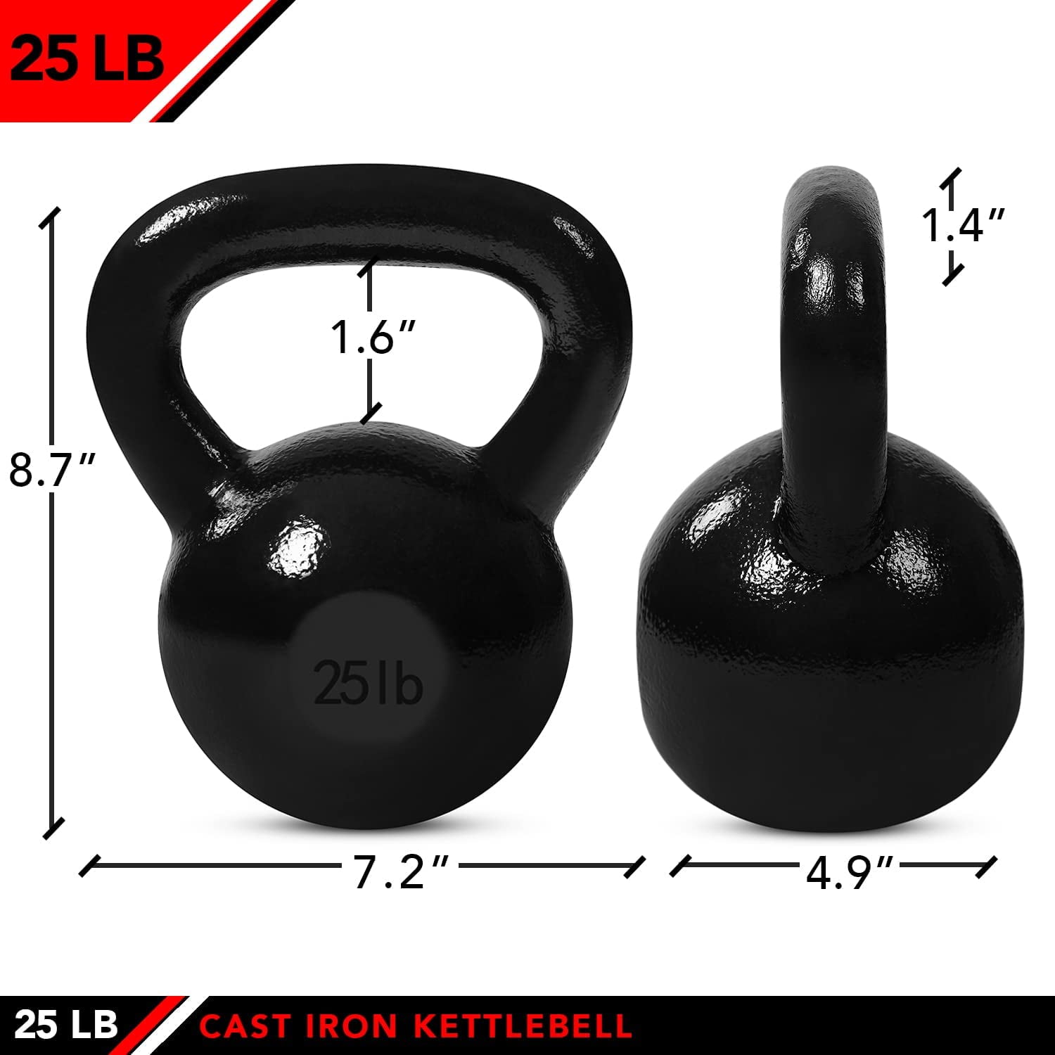 JFIT Kettlebell Weights Cast Iron, 25 LB