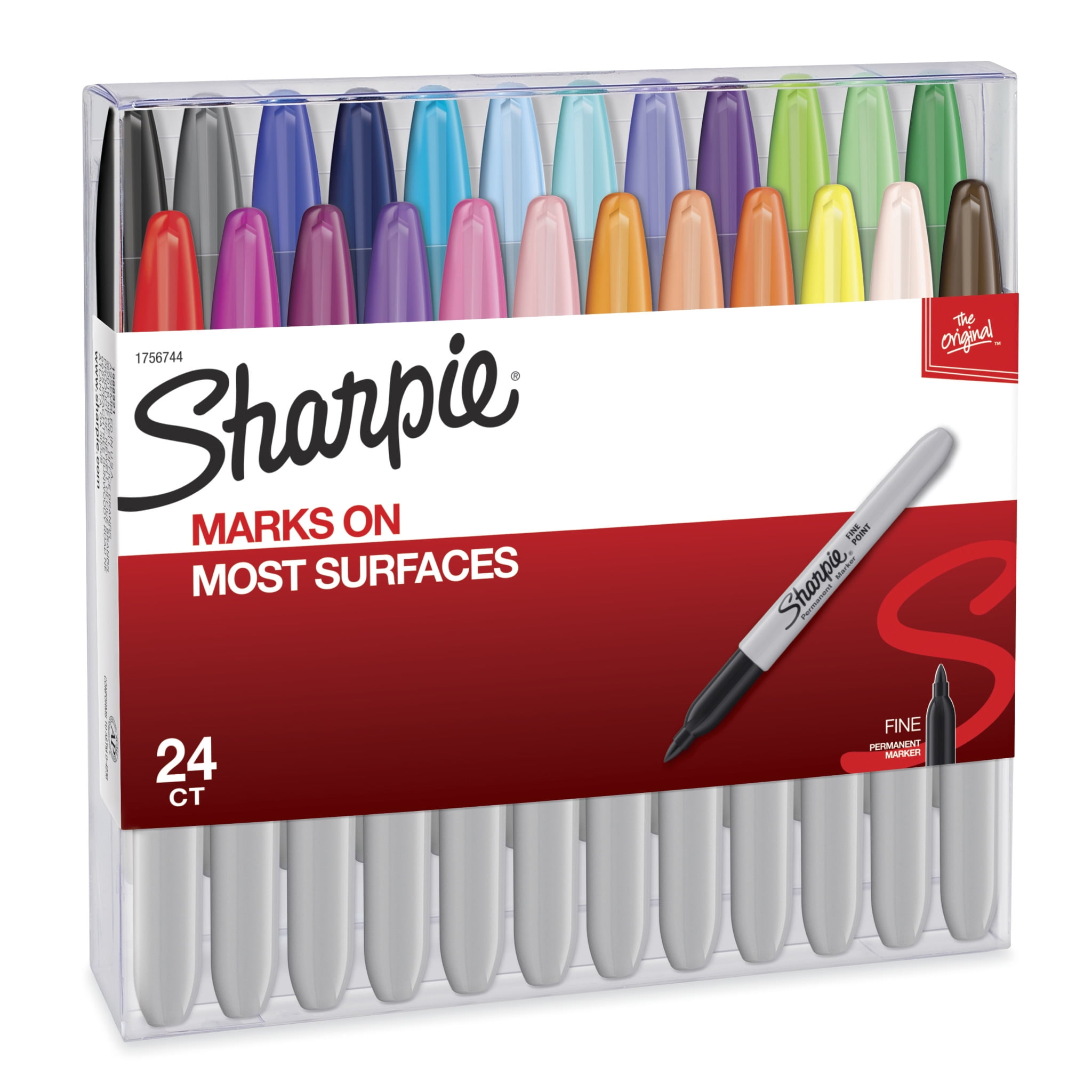1 Free!! Sharpie Permanent Markers Set Fine Point Colour Assorted Original 24
