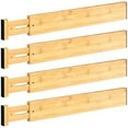 thumbnail image 1 of Divisor de cajones, 4 divisores de cajones de bambú, divisores de cajones ajustables para ropa, divisor de cajones de cocina, divisor de cajones de aparador, separadores de cajones, divisor de cajones, 1 of 5