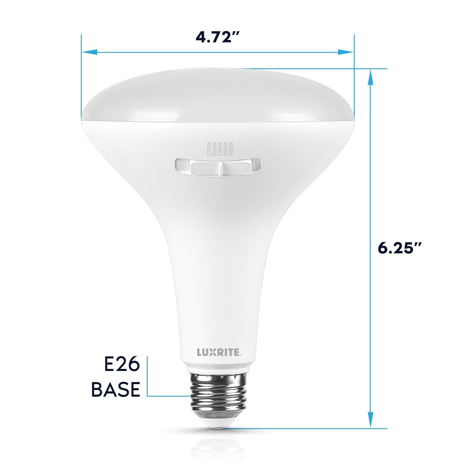 Luxrite BR40 LED Light Bulb 12W=90W 5CCT Dimmable 1080 Lumens LED Flood Light Bulb UL Listed E26 Medium Base 6-Pack