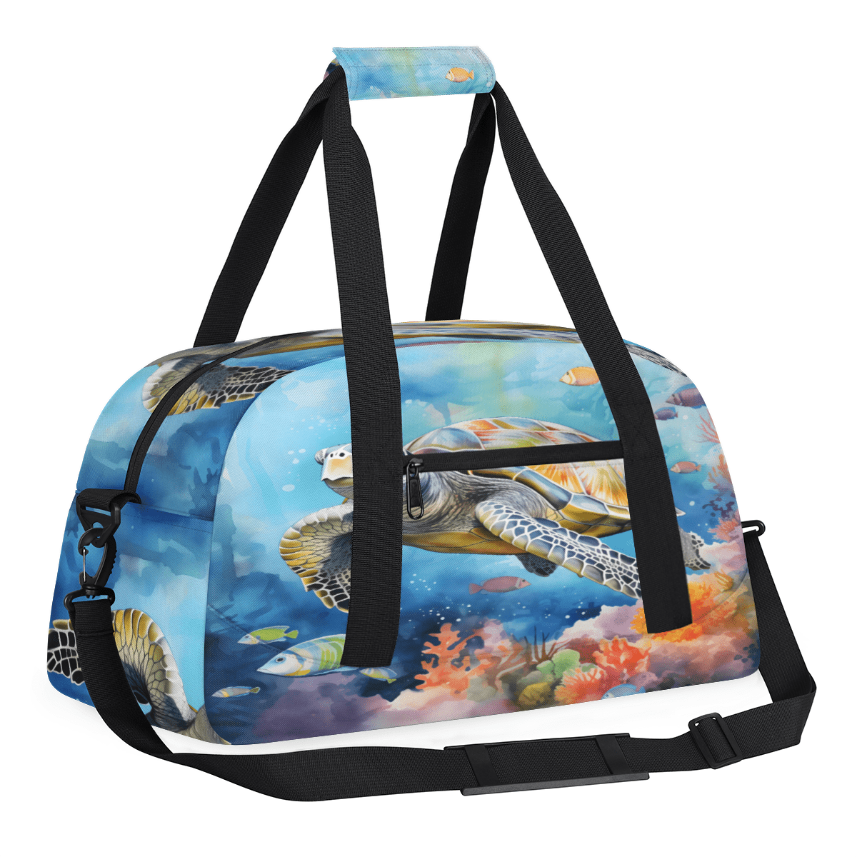 Herdesigns Sea Turtle Theme Sports Duffle Bag for Women & Men, Gym Bag Dance Bag Overnight Bag Carry On Weekender Travel Bag