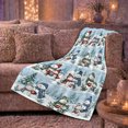thumbnail image 6 of Snowmen with Mugs Scarves Pine Forest and Falling Snow, Cozy Watercolor Winter Scene for Snowman Lovers, Warm Flannel Blanket for Living Room and Family Room, Christmas Gift, Home Decor, 6 of 9