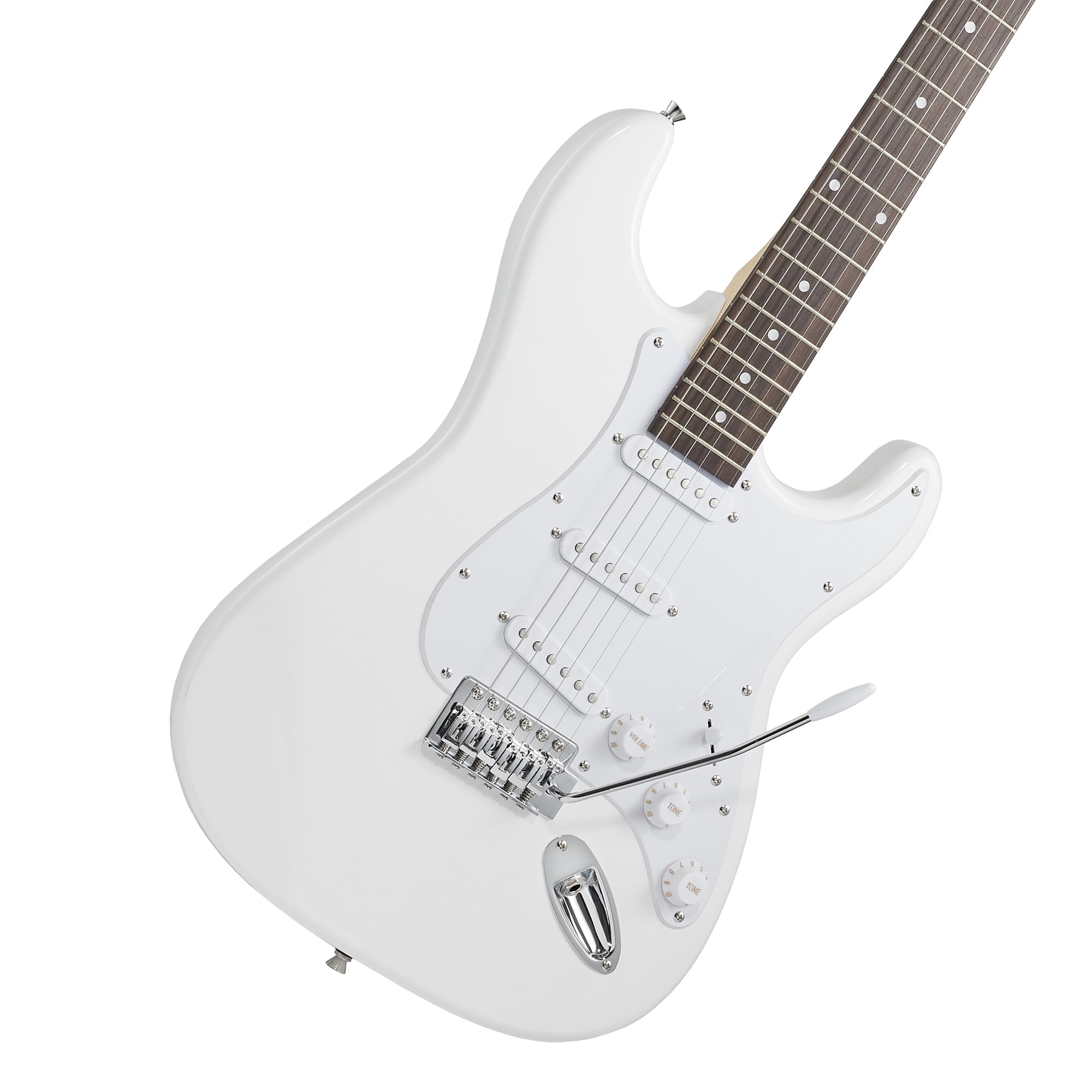 Ashthorpe 39-Inch Electric Guitar with S-S-S Pickups and Tremolo Bar - White/White