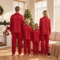 thumbnail image 4 of AIGUR Family Matching Satin Pajamas Set Stripe Long Sleeve Lapel Button Down Tops Pants Holiday Pajamas Sleepwear, 4 of 10