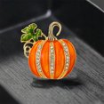 thumbnail image 4 of Rhinestone Pumpkin Brooch Pin for Women Gold Tone Fashion Enamel Halloween Green Leaf Brooches Lapel Pins Hat Bag Suit Dress Jewelry Gift, 4 of 6
