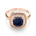 thumbnail image 2 of Gem Stone King 3.06 Ct Cushion Blue Sapphire 18K Rose Gold Plated Silver Ring, 2 of 4