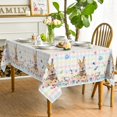 thumbnail image 3 of Easter Tablecloth 60×84 Inch Rectangular, Colorful Spring Flower Buffalo Plaid Bunny Washable Table Cover for Party Picnic Dinner Decor, 3 of 6