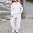 thumbnail image 2 of PINQI Teen Girls 2 Piece Jogging Set Plain Pullover Hoodies Sweatpants Sweatsuits Fleece Warm Tracksuits with Pockets Outfits, 2 of 4
