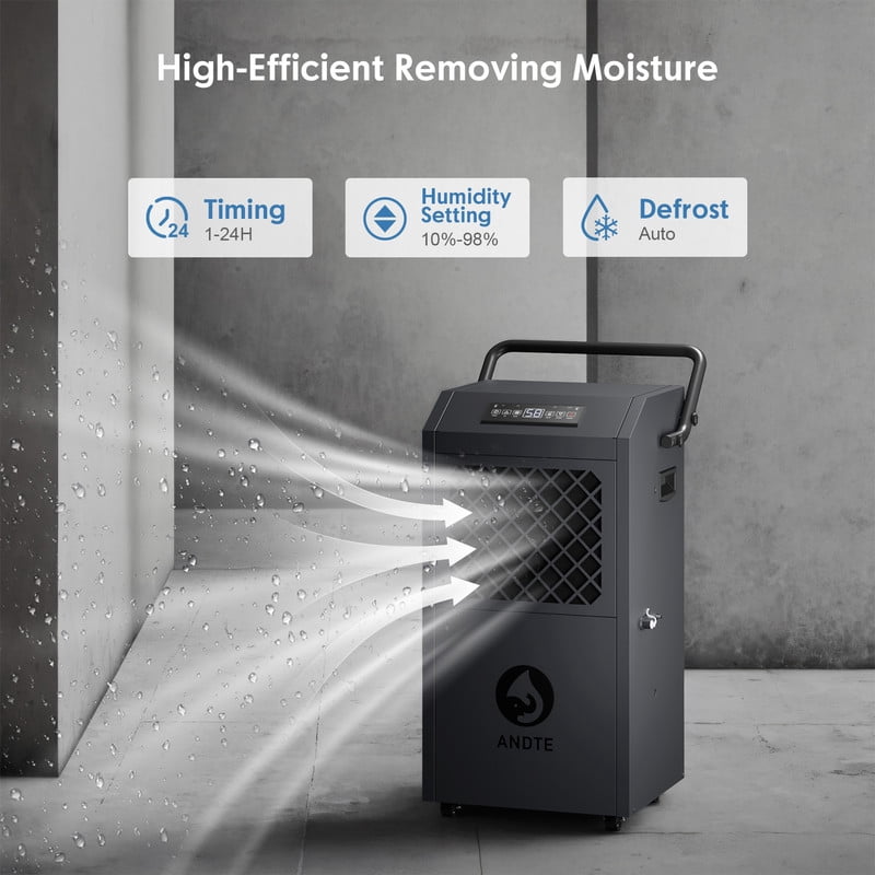 190 pt. 6500 sq.ft. Heavy Duty Bucketless Commercial Dehumidifier in Gray, with Pump
