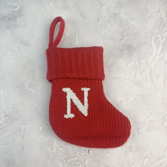 Staron Bas de Noël avec Initiales, Bas de Noël Monogramme Personnalisé Décorations de Sapin de Noël Ornements Bas Lettres Rouges pour Cadeau de Noël