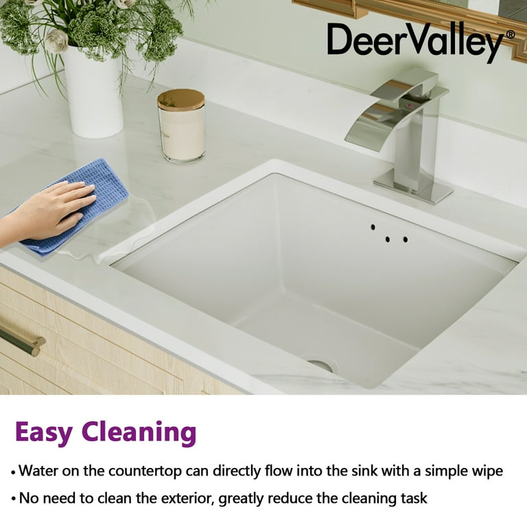DeerValley DV 1U307 Ceramic Undermount Bathroom Sink 16 inch