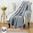 thumbnail image 5 of ZACOO Gray Reversible Heated Blanket Throw Soft Thickened Flannel to Sherpa Electric Heating Throw Blanket Machine Washable, 50"x60", 5 of 8