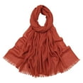 thumbnail image 4 of Bibifish Women'S Scarf Solid Color Fringe Trim Lightweight Long Scarf All-Season Comfort Trendy Daily Outfits Soft Comfy Ladies Wrap Scarf, 4 of 5