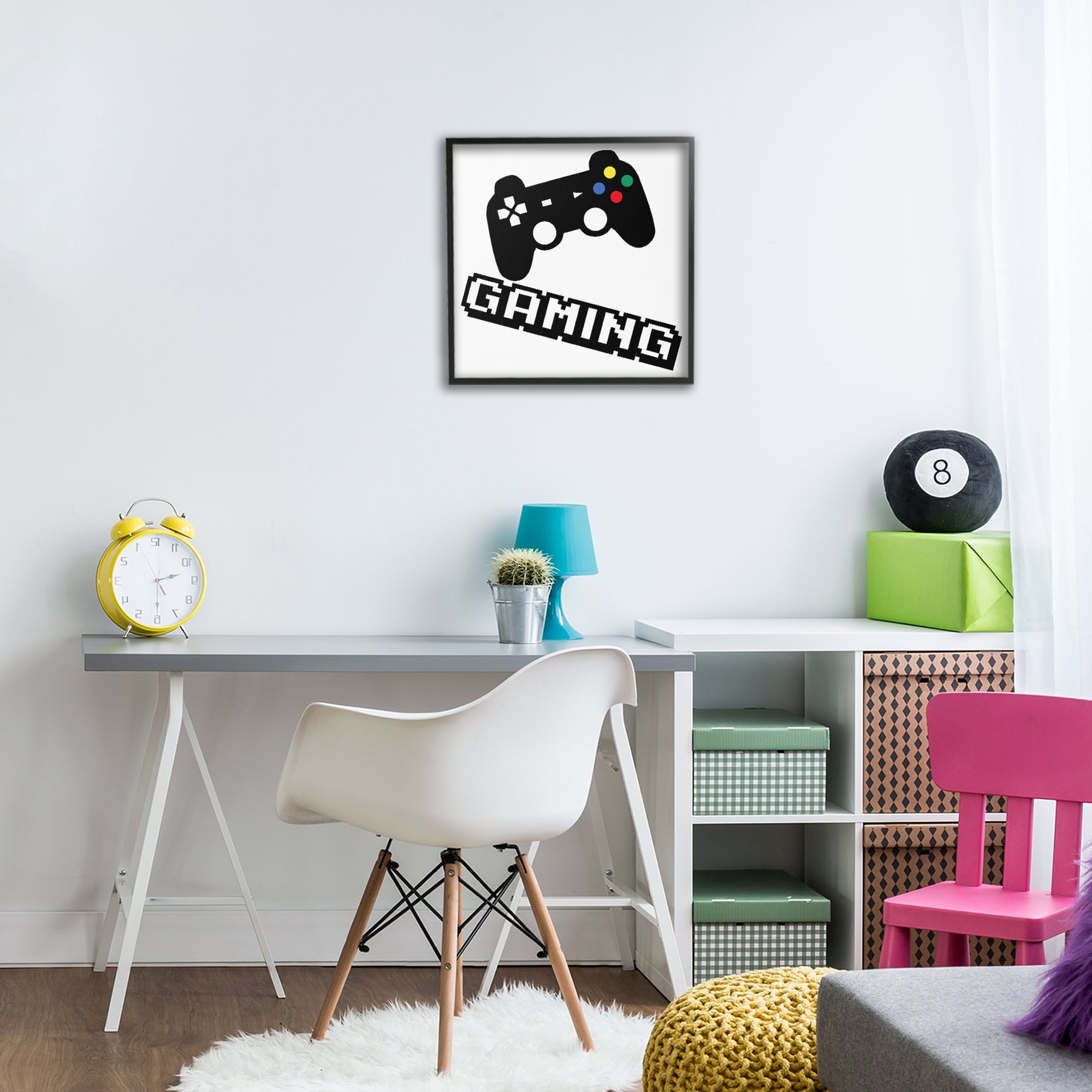 Stupell Industries Playful Pixel Gaming Black Framed Giclee Art, design by Marcus Prime