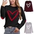 thumbnail image 1 of Yuyuzo Chandails pour Femmes Saint-Valentin Col Rond Manches Longues Chemises Amples Décontractées Confortables Tricot Chandail Tops, 1 of 6